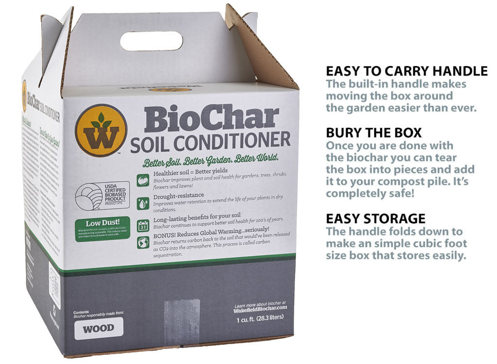 Wakefield Biochar Soil Conditioner - 1 cubic foot box with handle