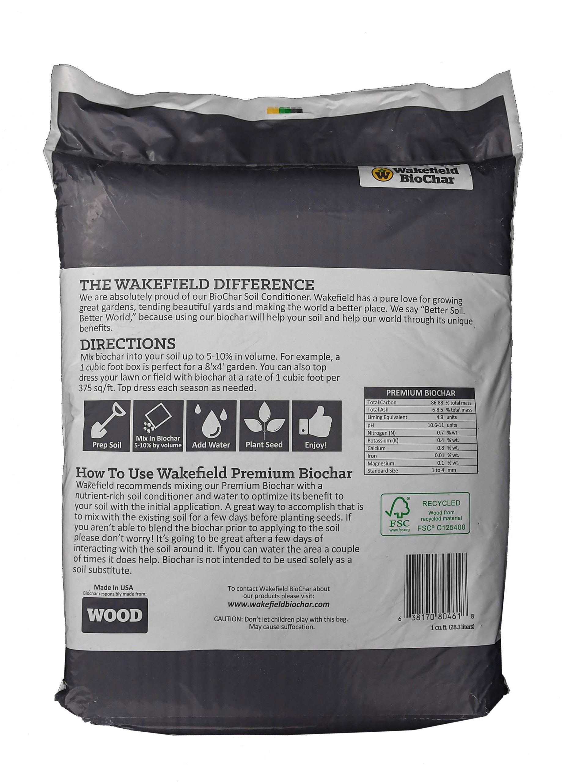 Potting Mix 1 Gallon 3.5 pounds – Organic Bio Char for Raised Bed & Vegetable Gardens Lawns Activated Charcoal for Plants, Horticultural Charcoal Wakefield BioChar – Premium Soil Conditioner 